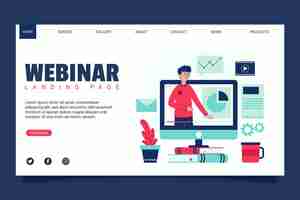 Gratis vector webinar-bestemmingspagina-sjabloon geïllustreerd