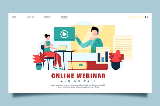 Gratis vector webinar-bestemmingspagina-sjabloon