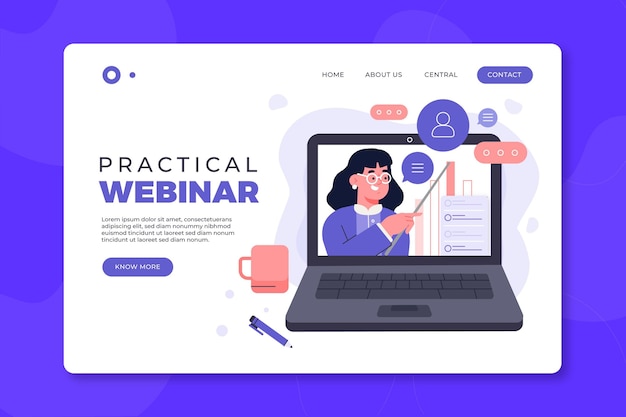 Gratis vector webinar-bestemmingspagina-sjabloon