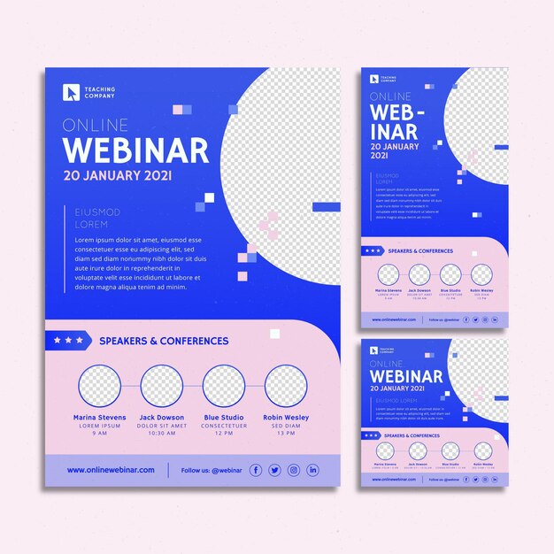 Webinar flyer-sjabloonpakket met abstracte vormen