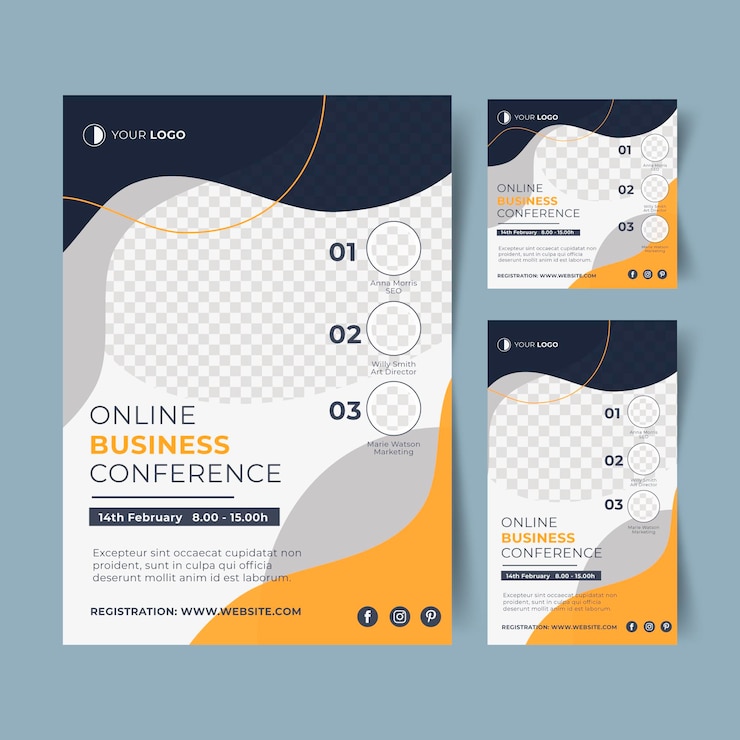 Gratis Vector webinar folder sjabloon met abstracte vormen
