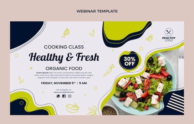 Webinar gezond en vers voedsel met plat ontwerp