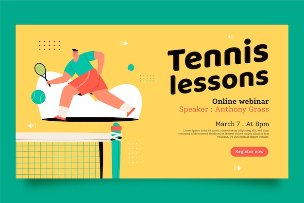 Gratis vector webinar met handgetekend tennisspel