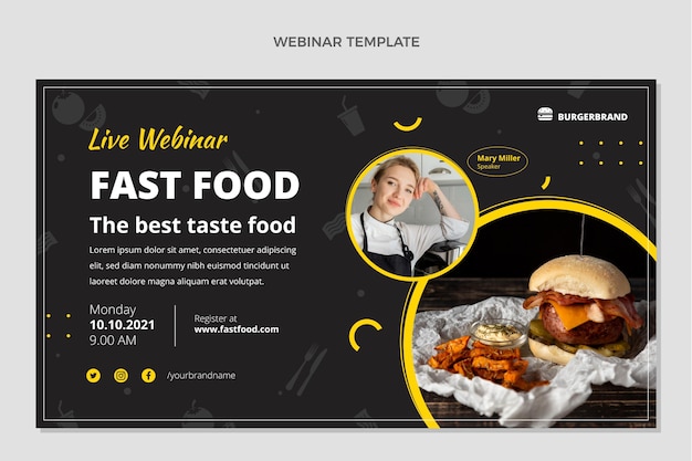 Gratis vector webinar over eten in een plat ontwerp