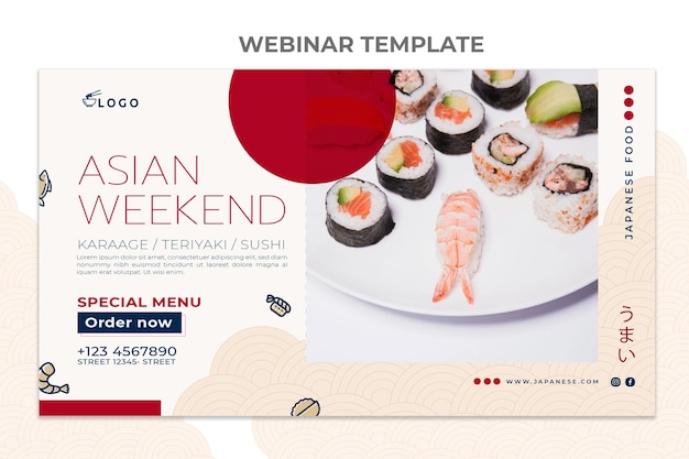 Gratis vector webinar-sjabloon voor eten in vlakke stijl