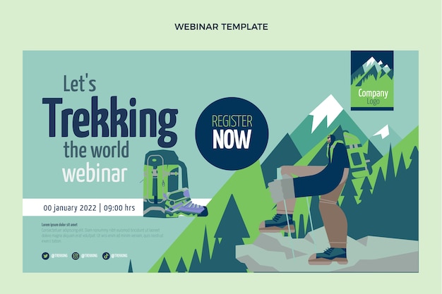 Gratis vector webinar-sjabloon voor trekking met plat ontwerp