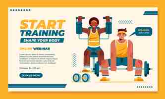 Gratis vector webinar voor platte sportschoolmarketing