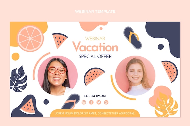 Webinar voor vakantiereizen met plat ontwerp