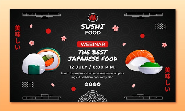 Gratis vector webinarsjabloon met verloop japans restaurant