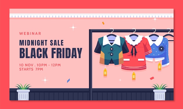 Gratis vector webinarsjabloon voor black friday-verkopen