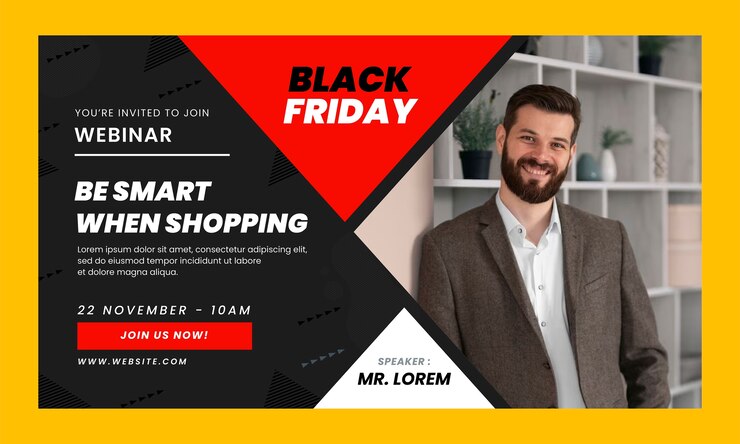 Gratis Vector webinarsjabloon voor black friday-verkopen