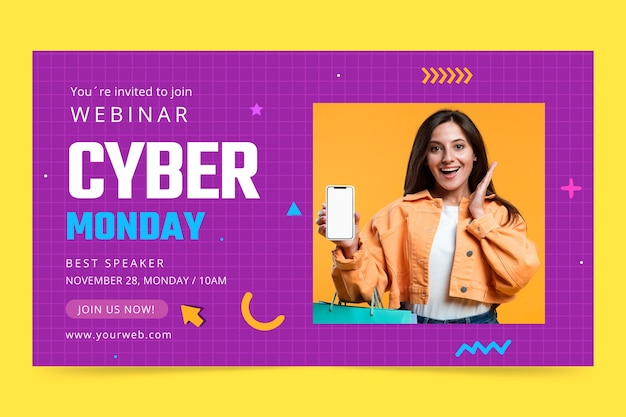 Gratis vector webinarsjabloon voor cybermaandag