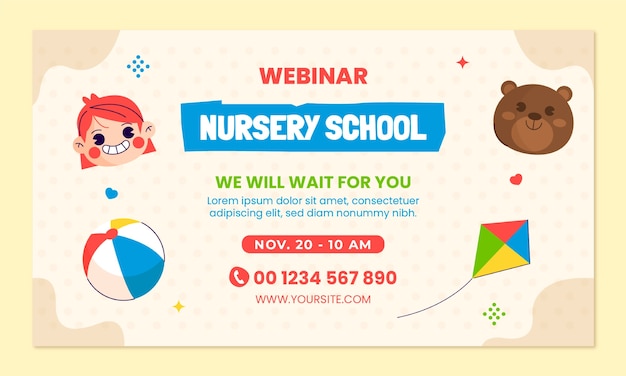 Gratis vector webinarsjabloon voor platte kinderkamer