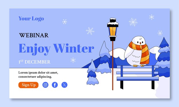 Gratis vector webinarsjabloon voor viering van het winterseizoen