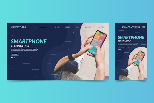 Webpagina sjabloon voor laptops en telefoons