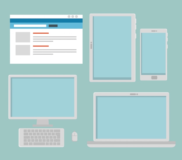 Website met computer en tablet met smartphone instellen