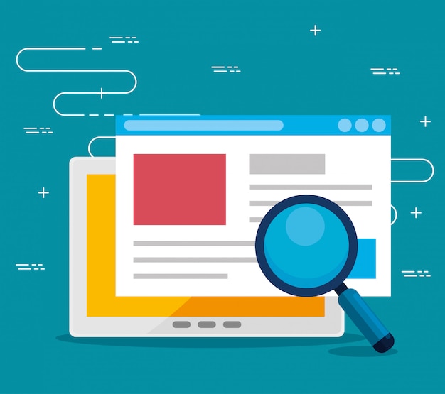 Website office strategie-informatie en vergrootglas
