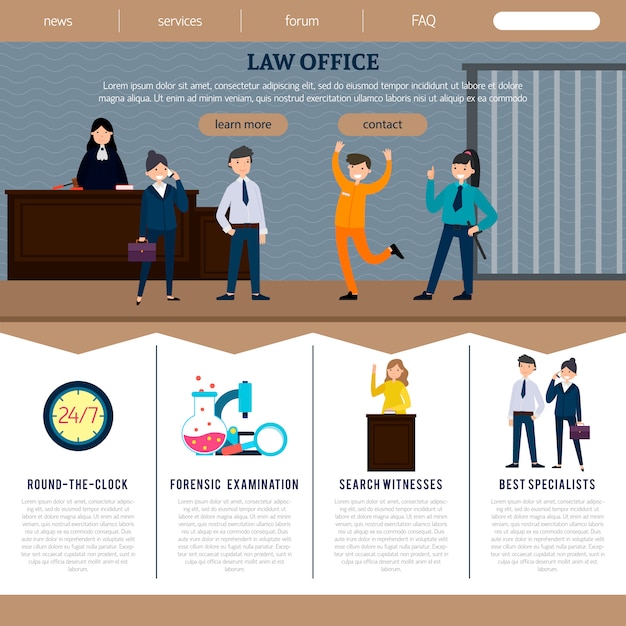 Gratis vector website sjabloon voor advocatenkantoor