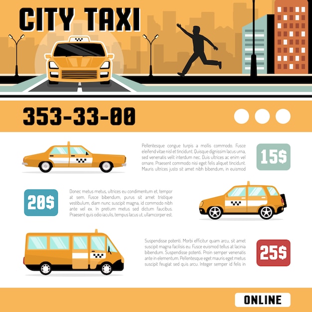 Gratis vector websjabloon city taxi services