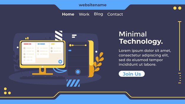 Websjabloon voor platte ontwerp minimale technologie