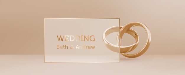 Wedding banner sjabloon met gouden ringen