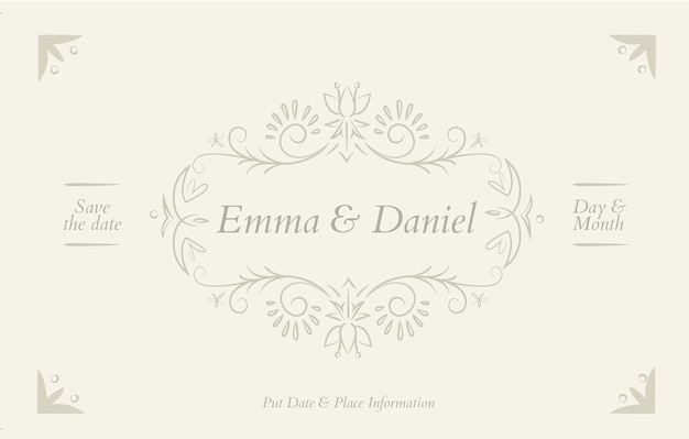 Gratis vector wedding card met een siertuin frame