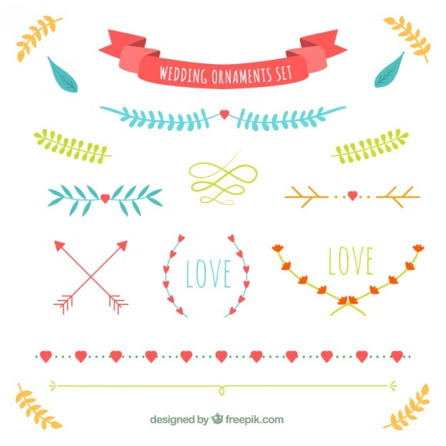 Gratis vector wedding ornamenten van bladeren verpakking