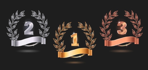 Gratis vector wedstrijd awards emblemen set