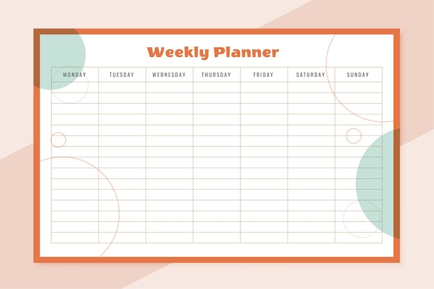 Week organisator planner sjabloonontwerp