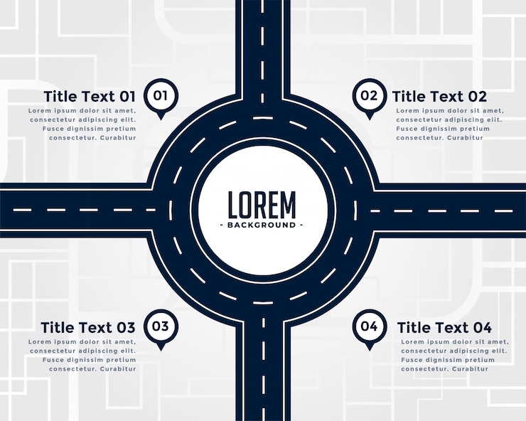 Gratis Vector weg infographic sjabloon met vier stappen