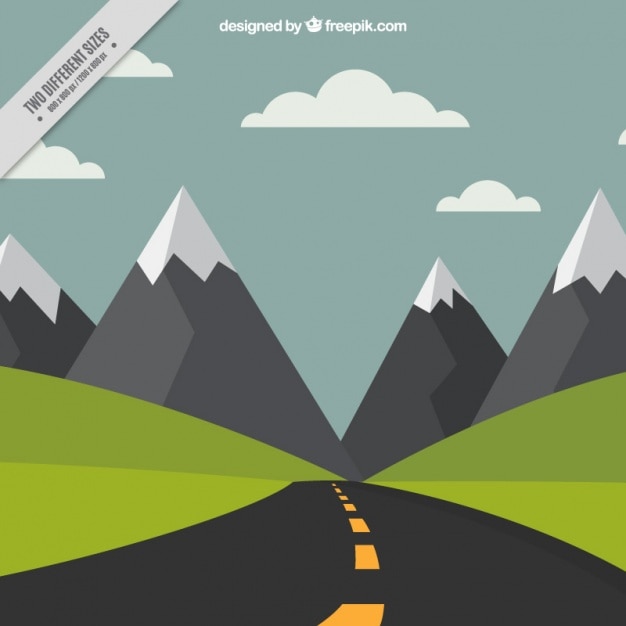 Gratis vector weg landschap met bergen