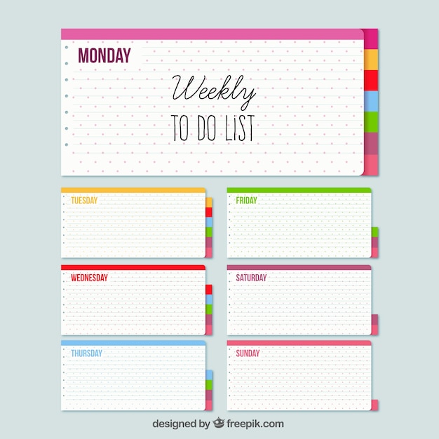 Gratis vector wekelijkse planner met nota's