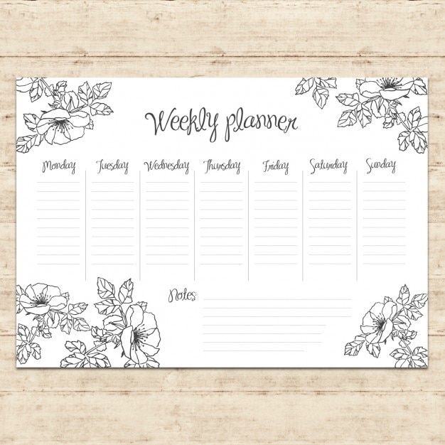 Wekelijkse planner ontwerp