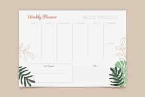 Gratis vector wekelijkse planner-sjabloon