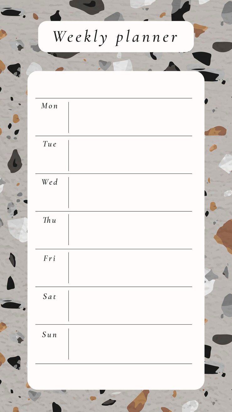 Gratis Vector wekelijkse plannersjabloon, terrazzo-achtergrond, esthetische facebook-post, vector