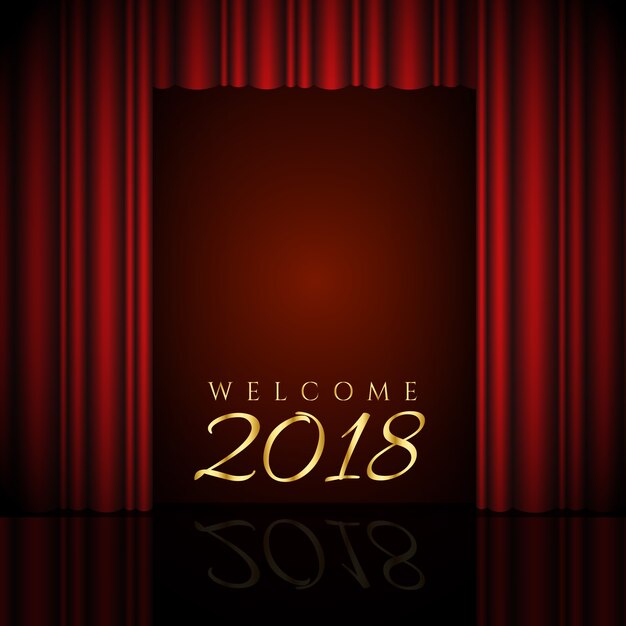welkom 2018 ontwerp met rode gordijnen