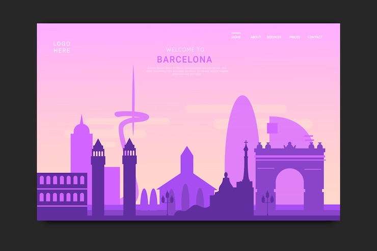 Gratis Vector welkom bestemmingspagina met verloop landschap
