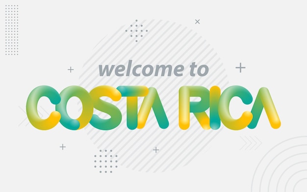 Gratis vector welkom bij costa rica creative typography met 3d blend effect vector illustratie