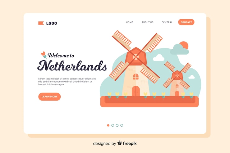 Gratis Vector welkom bij de landingspagina van nederland