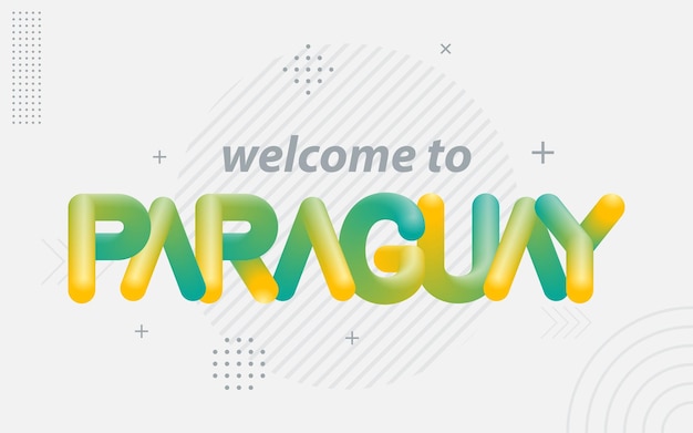 Gratis vector welkom bij paraguay creatieve typografie met 3d blend-effect vectorillustratie