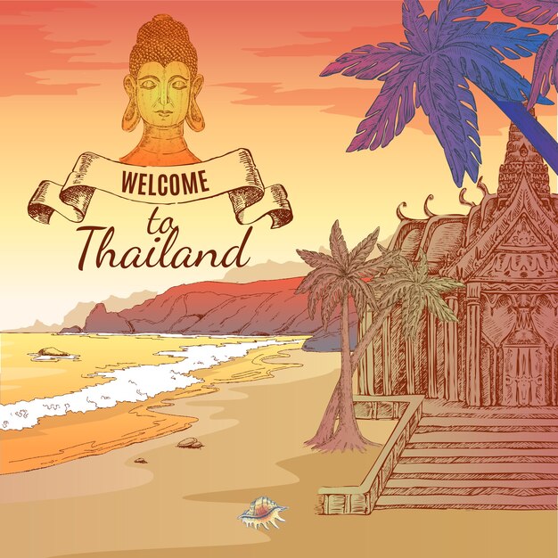 Welkom bij Thailand illustratie