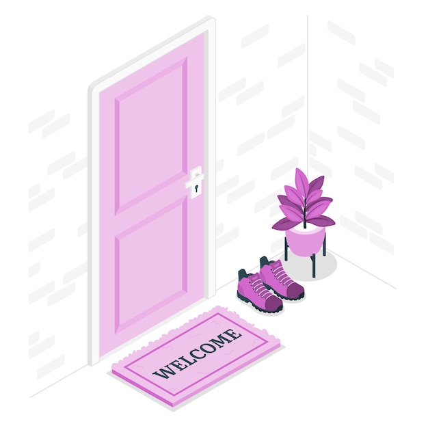 Gratis vector welkom deurmat concept illustratie