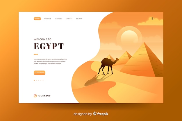 Gratis vector welkom op de bestemmingspagina van egypte