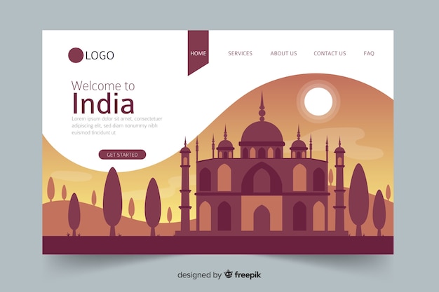 Gratis vector welkom op de bestemmingspagina van india