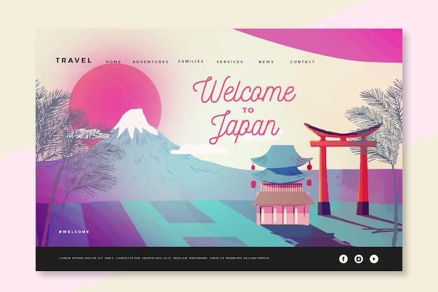 Gratis vector welkom op de bestemmingspagina van japan