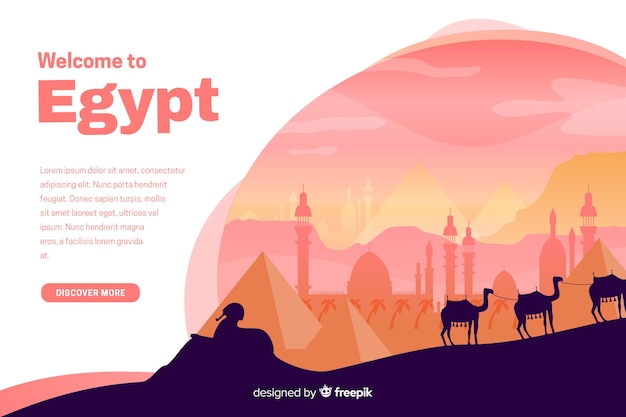 Welkom op de landingspagina van egypte met illustraties