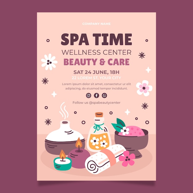 Gratis vector wellness en spa sjabloonontwerp