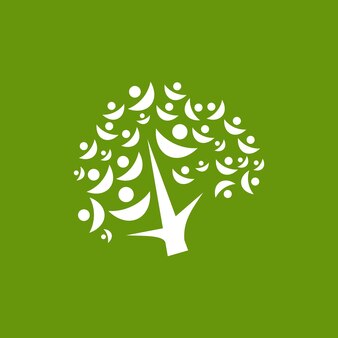 Wellness-logo met mensenpictogram en boom. minimalistisch logo voor eco, beauty, spa-zaken