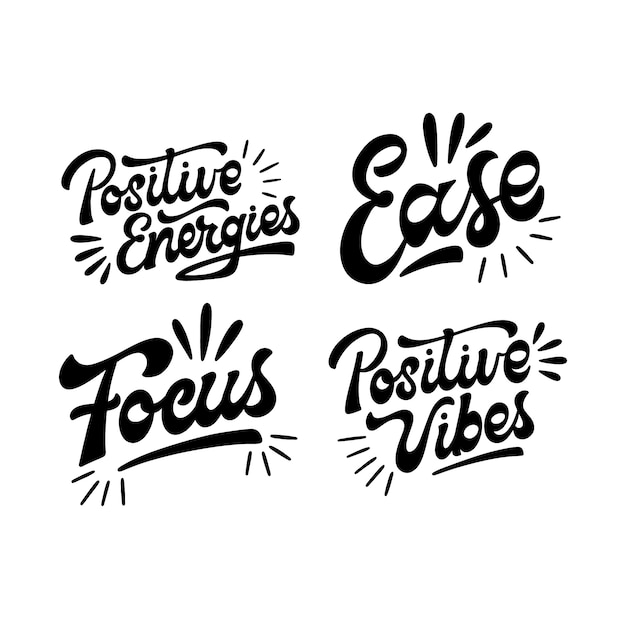 Gratis vector wellness-stickerscollectie met monochrome letters