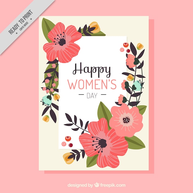 Gratis vector wenskaart met mooie bloemen voor de dag van vrouwen